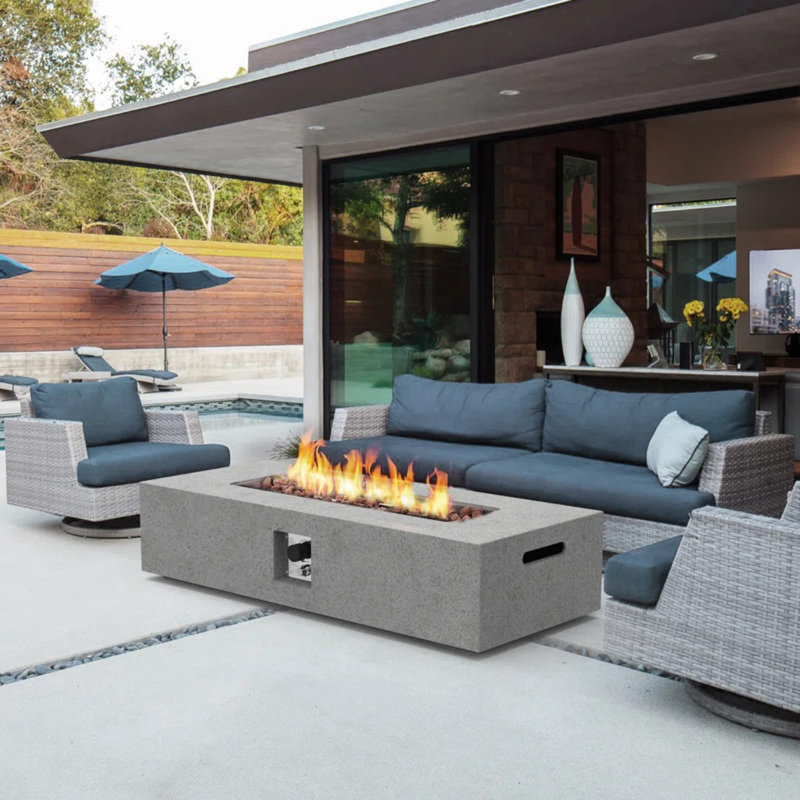 Arlmont & Co. Marshallton 56'' Concrete Outdoor Fire Pit Table Wayfair